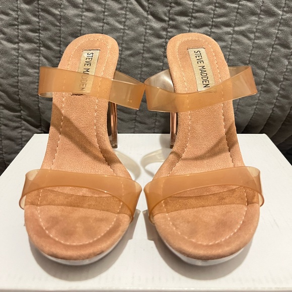 Steve Madden Glassy Heeled Sandal Tan - Picture 4 of 7